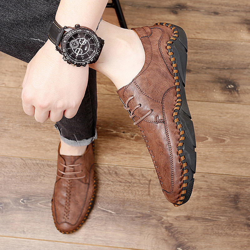 Men New Summer Leather Casual Fashion Soft Loafers Moccasins Breathable Slip On Driving Shoes Big Size Ddmysaturn