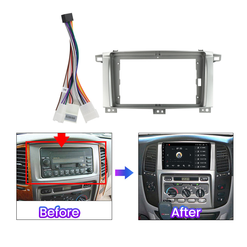 2 Din Car Radio Fascia Frame for Toyota Land Cruiser 100 2002-2007 Android GPS DVD Cover Stereo Refitting Panel Bezel Kits