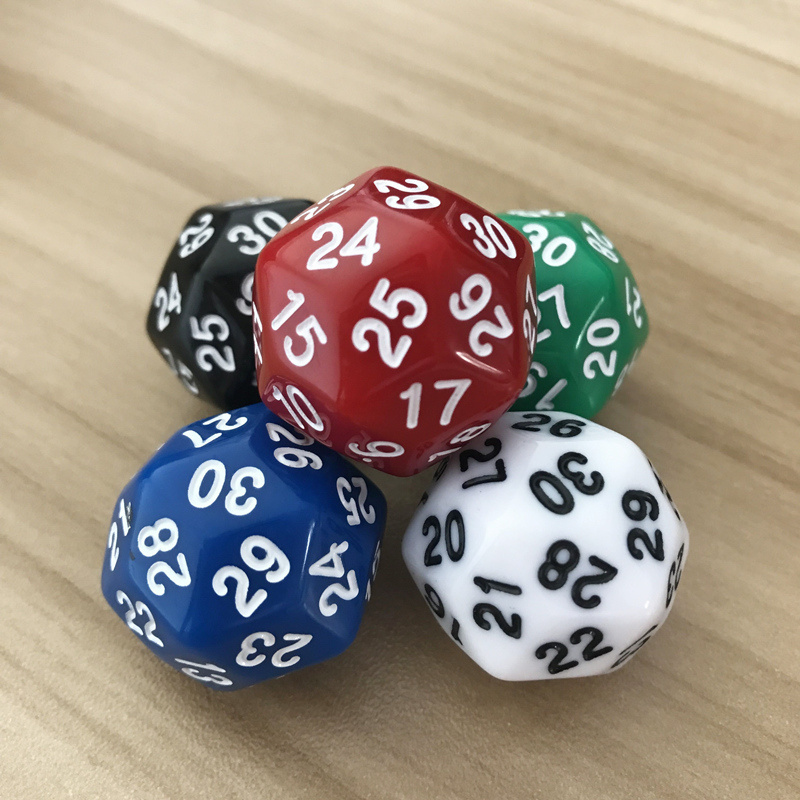 1Pcs/Lot D30 Thirty-surface 25mm Digital Dice Quality Colour Acrylic Rounded Corners Originality Dice Set