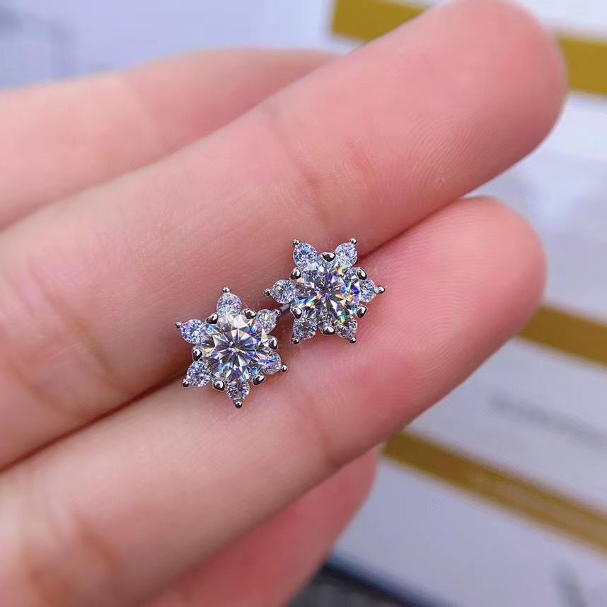 Six star style moisanite earrings attractive character women silver earrings 925 sterling silver shiny better than diamond gift