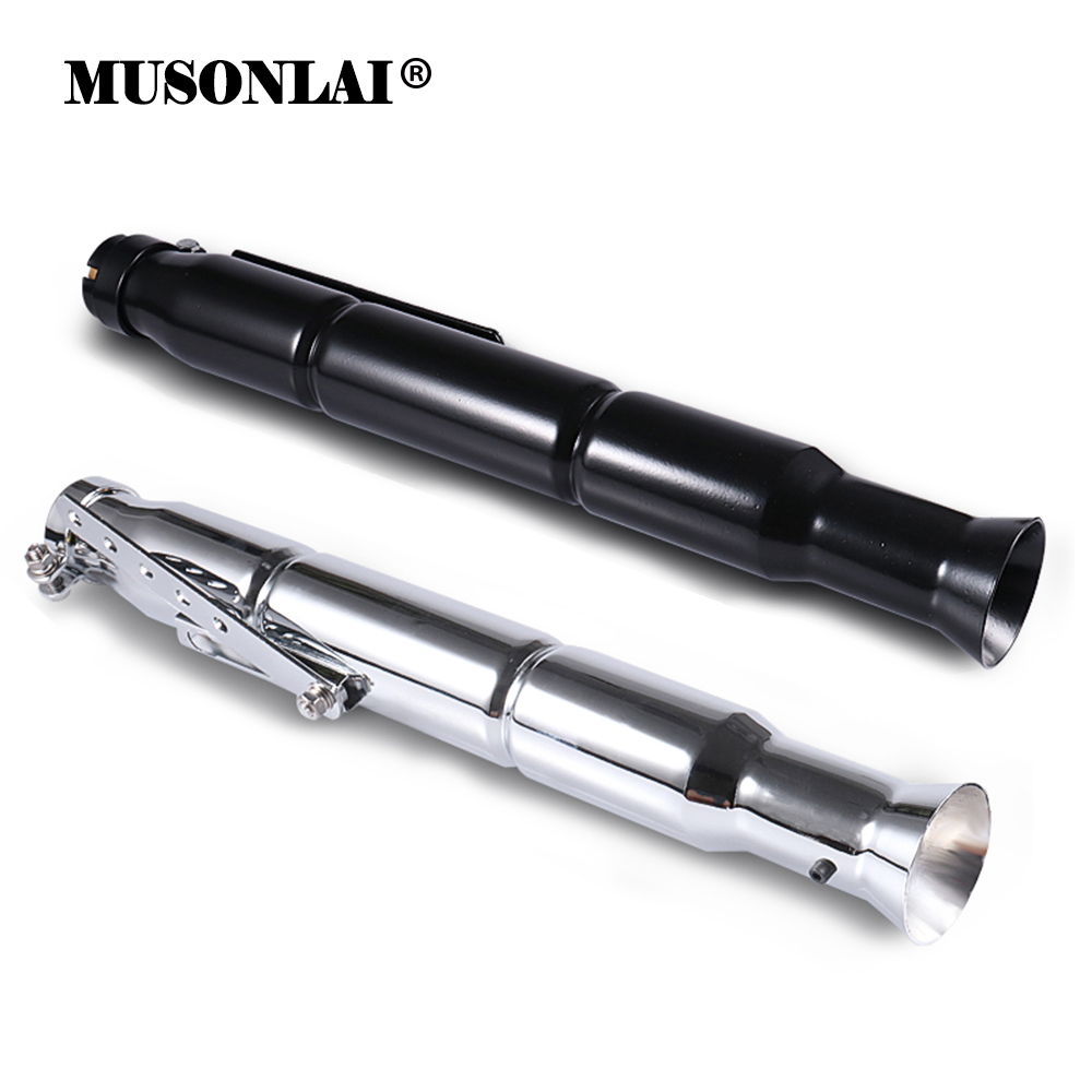 21'' Universal Motorcycle Exhaust Pipe with Sliding Bracket Vintage Exhaust Muffler 38-45mm for Cafe Racer Bobber Chopper Tube