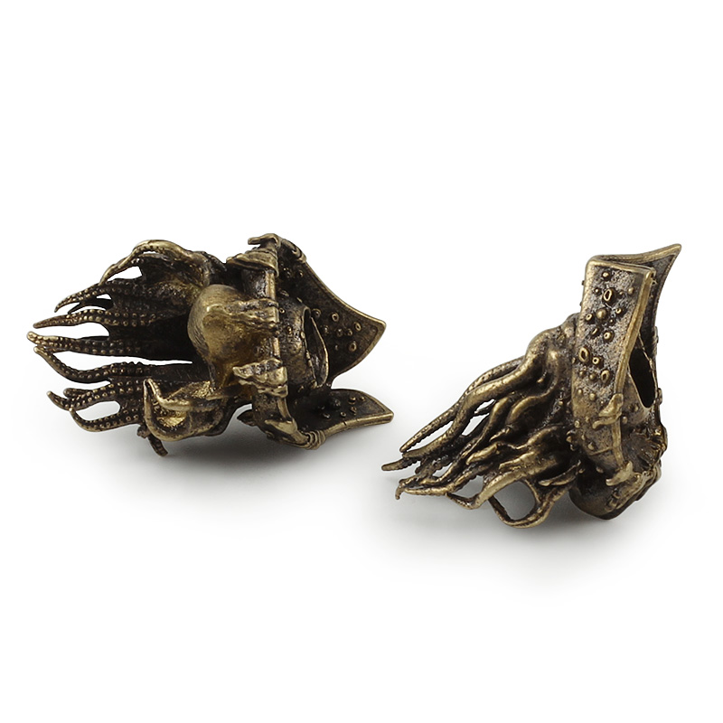 Copper Octopus Knife Beads Rope Pendant Brass Skull Paracord Beads Key Rings Accessories