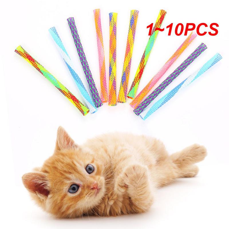 1~10PCS Cat Toy Colorful Spring Tube Cat Grinding Claws Nibbling Toy Telescopic Elastic Pet Dog Supplies Accessories Interesting