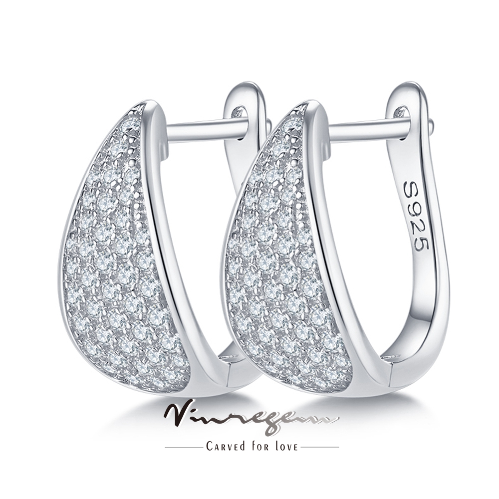 Vinregem 18K Gold Plated GRA 3EX VVS D Moissanite Diamonds Gemstone Water Drop Hoop Earrings 925 Sterling Silver Fine Jewelry