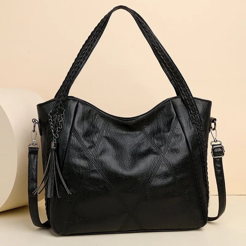 Large Capacity Women's Tote Hot Sale Zipper 2024 High Quality Casual Pu Tassels Design Ladies Bags Bolsas Femininas H6.29#39 ddmymoon