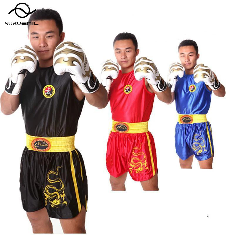 Muay Thai Shorts MMA T Shirt Kungfu Wushu Clothing Martial Arts Sanda Rashguard Boxing Pants Men Women Kids Performance Costume 240615