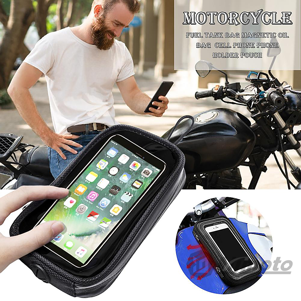 Mini Motorbike Magnetic Tank Bag Outdoor Adventure Waterproof Motorcycle Tank Backpack Magnetic Phone Holder Black Lightweight