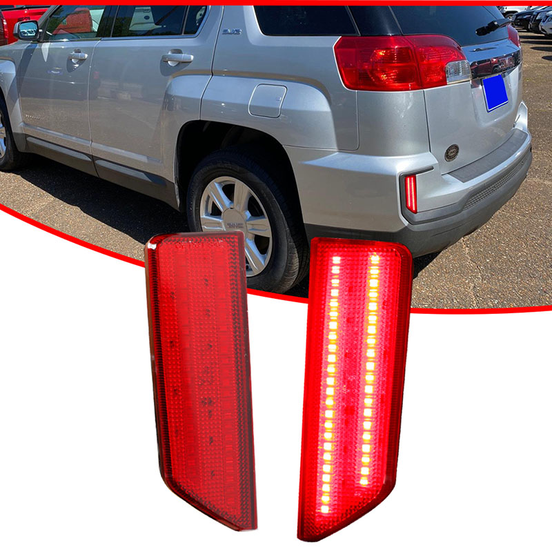 Gtinthebox Smoked / Red Lens Red LED Rear Bumper Reflector Lights For 2016 2017 GMC Terrain Tail Brake Lights Rear Fog Lights