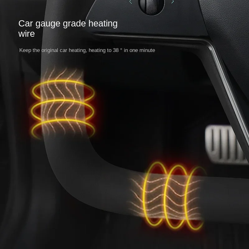 Yoke Steering Wheel 2.0 For Tesla Model 3/Y 370mm Heating Optional Personalized NAPP Leather Car Steering Wheel Accessories