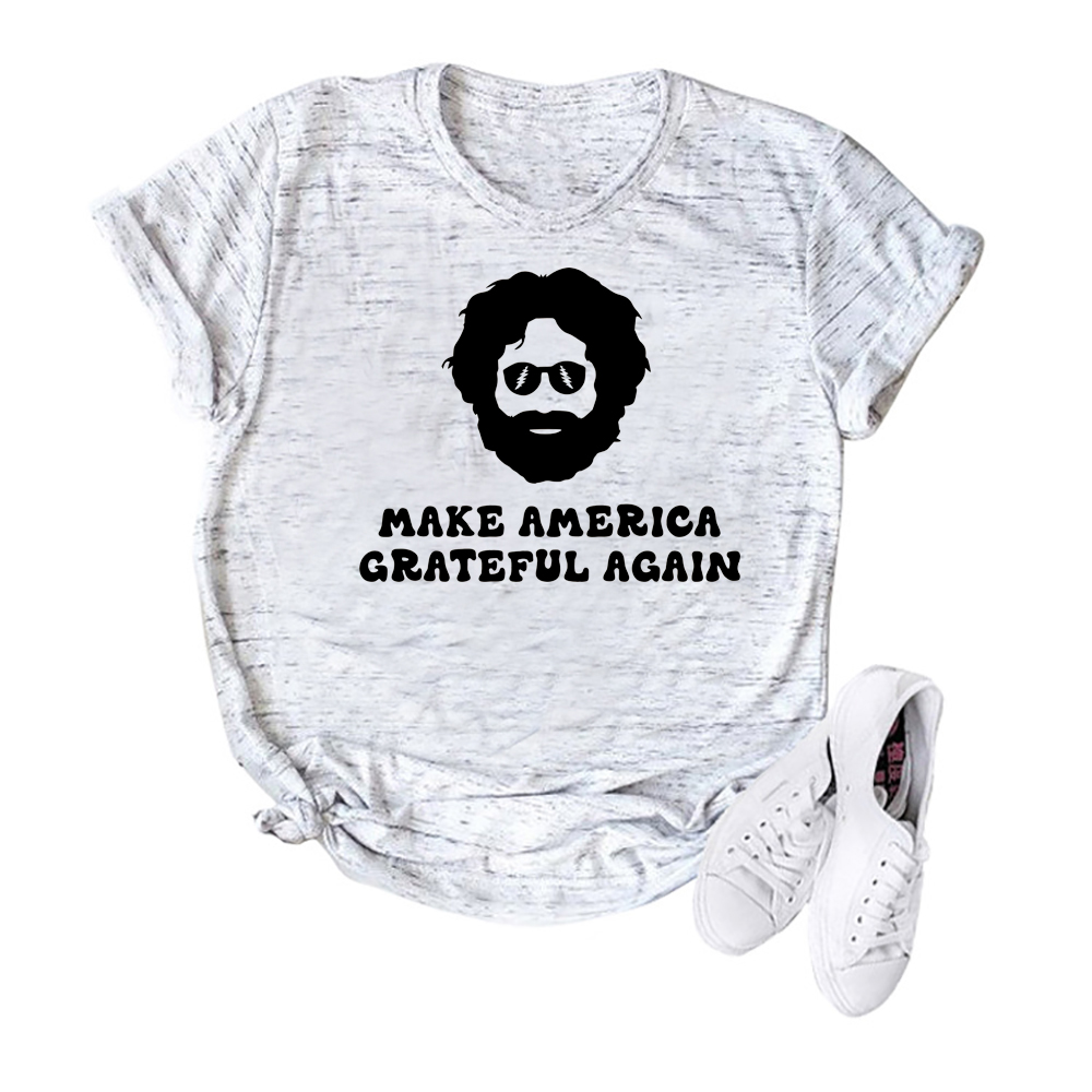 Make America Grateful Again Shirt Funny Jerry Garcia Graphic Tee The Grateful-Dead Merch Shirts Gift Gfor Fans Hipster Tops
