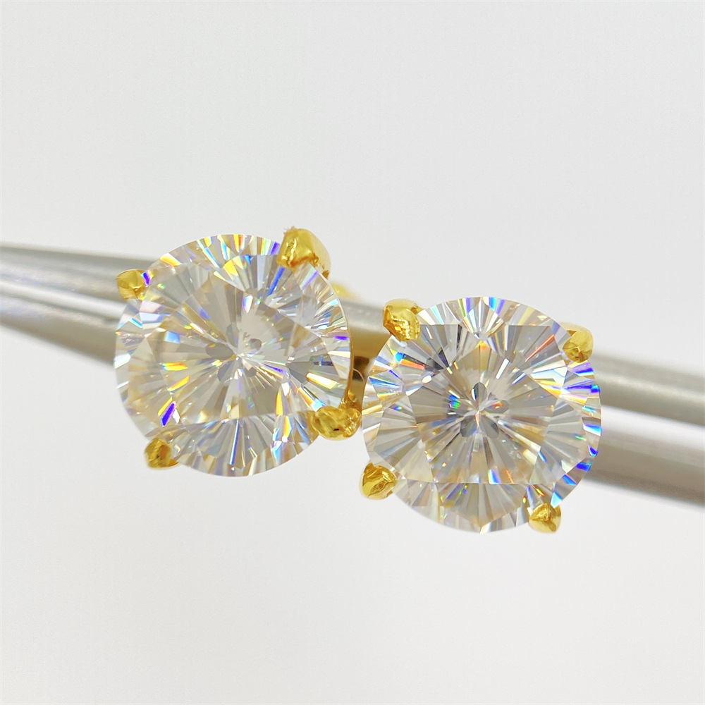 Rare Cut 0.5-2CT Cherry Blossom Moissanite Diamond Stud Earrings D Color VVS 925 Sterling Silver Ladys Earrings for Women 2023