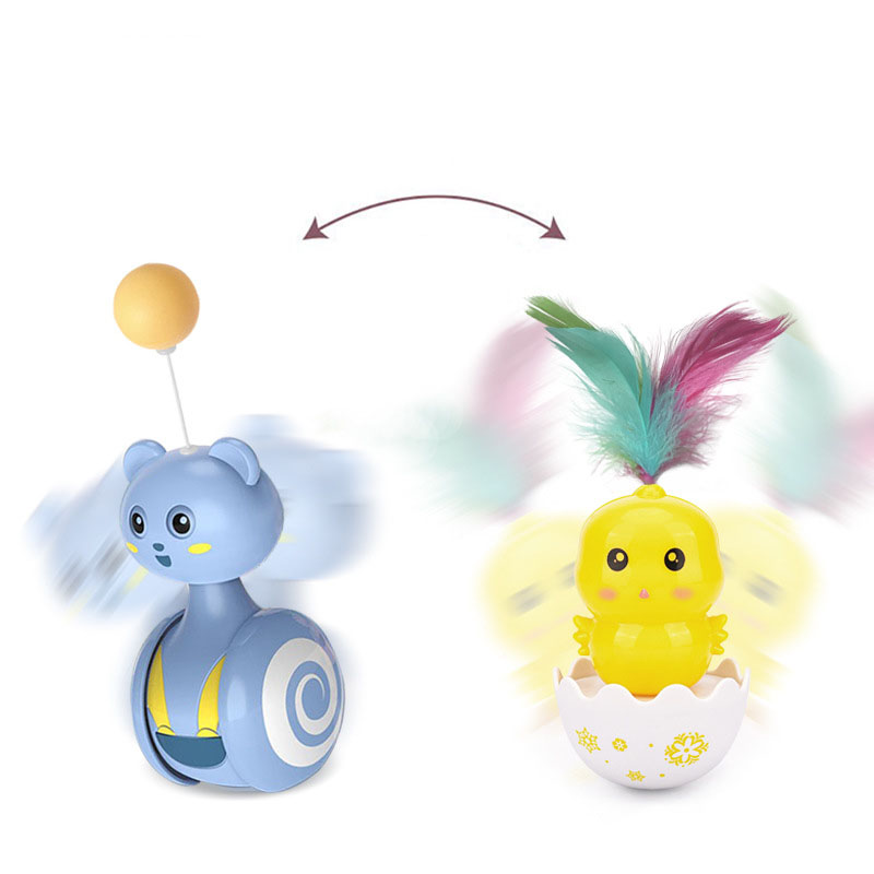 Tumbler Swing Toy For Cats Funny Cat Scratching Ball Colored Feather Sounding Toy Kitten Interactive Chasing Toy Cat Accessories