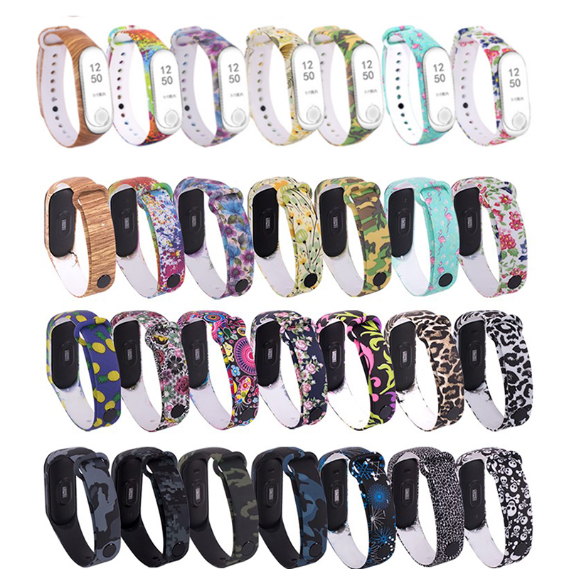 Colorful flowers for Xiaomi Mi Band 5 4 3 6 Strap Replacement Bracelet for mi band Universal silicone wrist Strap for Mi 6 belt