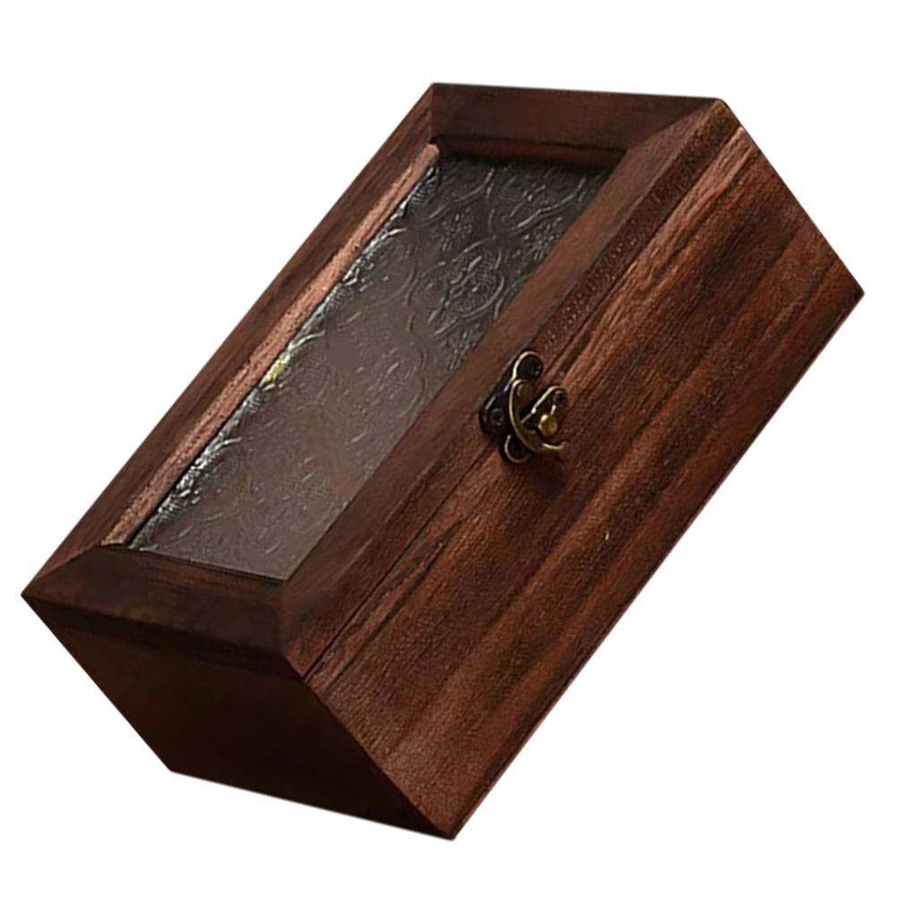 Wood Jewelry Storage Box Trinket Jewelry Case Jewelry Organizer with Glass Window