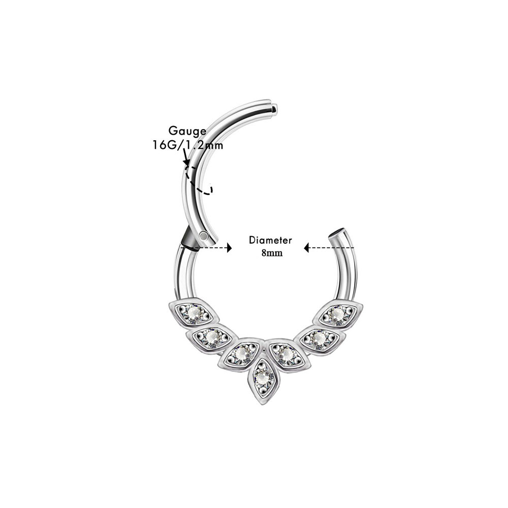 1pcs 16G Surgical Steel Indian Nose Septum Rings Women Crystal Ear Helix Clicker Piercings Earring Septums Hoop Piercing Jewelry