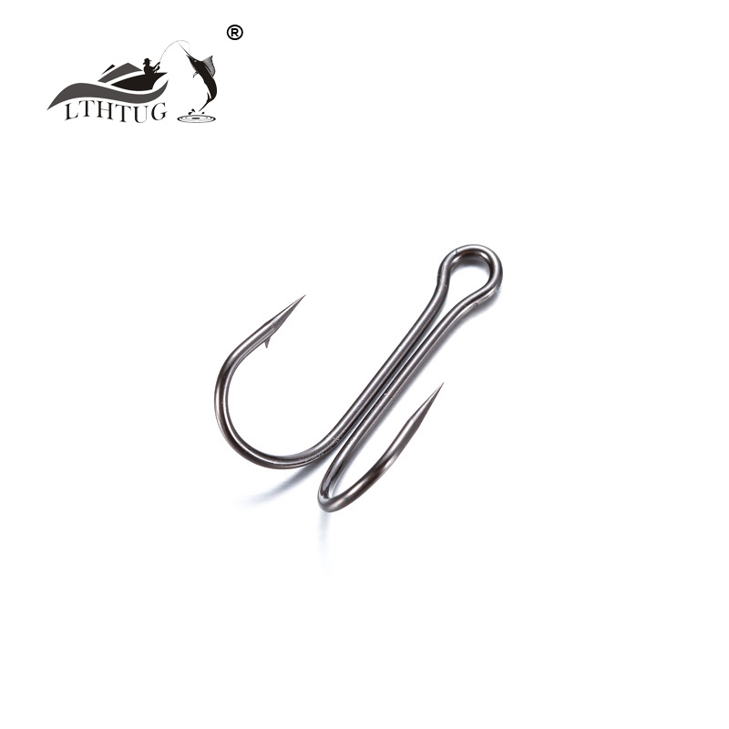 LTHTUG 20pcs/lot Barbed Duple Double Fishing Hook 2# 4# 6# 8# 10# Black Nickel Sharp Prevent Hanging VIB Bait For Bass Perch