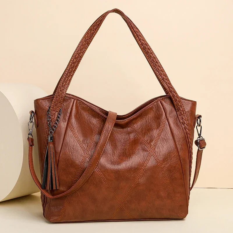 Large Capacity Women's Tote Hot Sale Zipper 2024 High Quality Casual Pu Tassels Design Ladies Bags Bolsas Femininas H6.29#39 ddmymoon