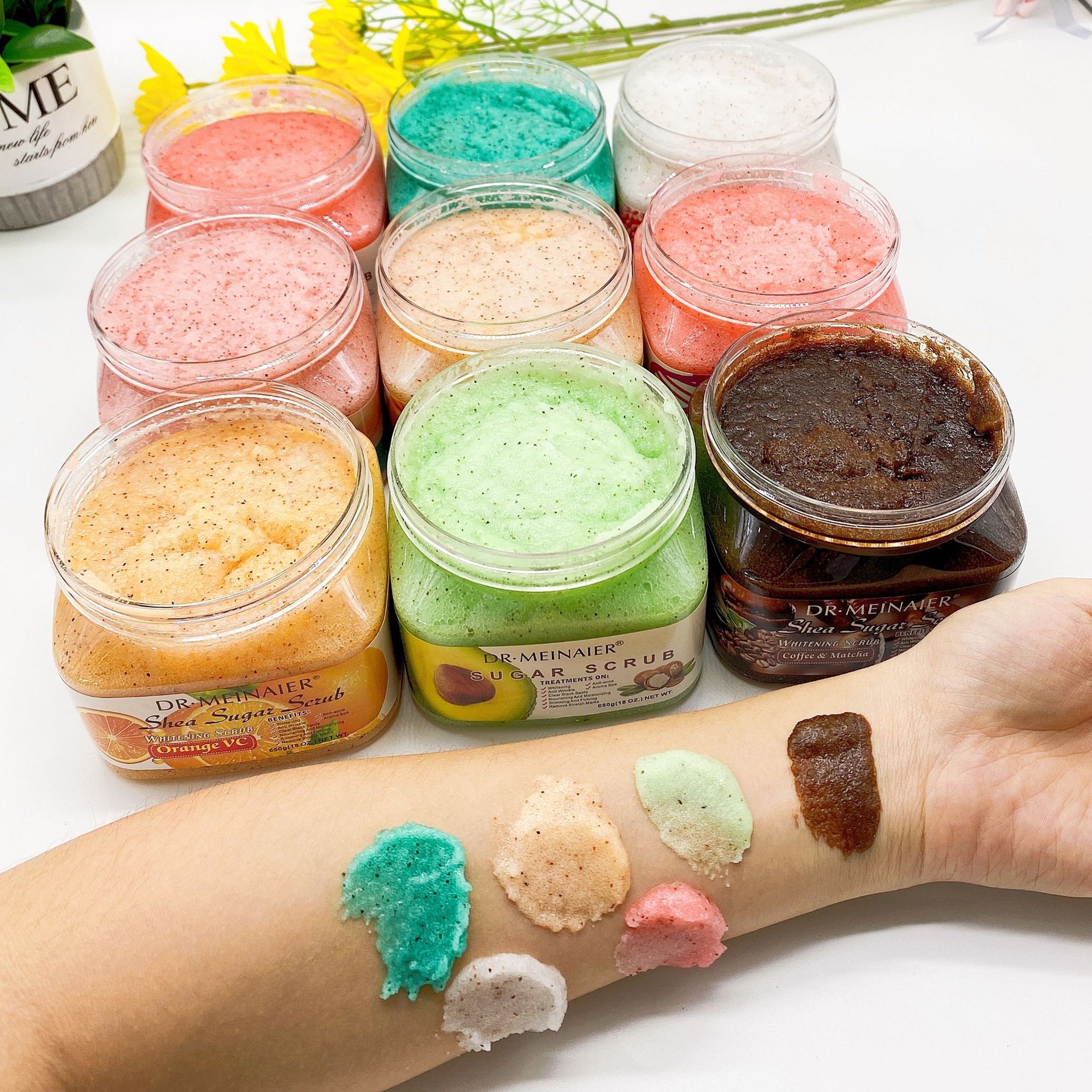 Fruit Sea Salt Body Scrub Skin Smooth Softens Cuticles Sugar Avocado Strawberry Apricot Sherbet Coffee Moisturizing Exfolianting