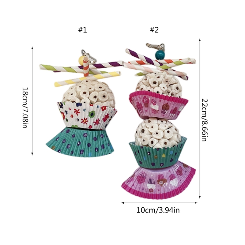 D0AD Bird Chewing Toy Natural Sola Balls Cake Parrot Foraging Toy for Cockatiels Parakeets Conure Small Pet