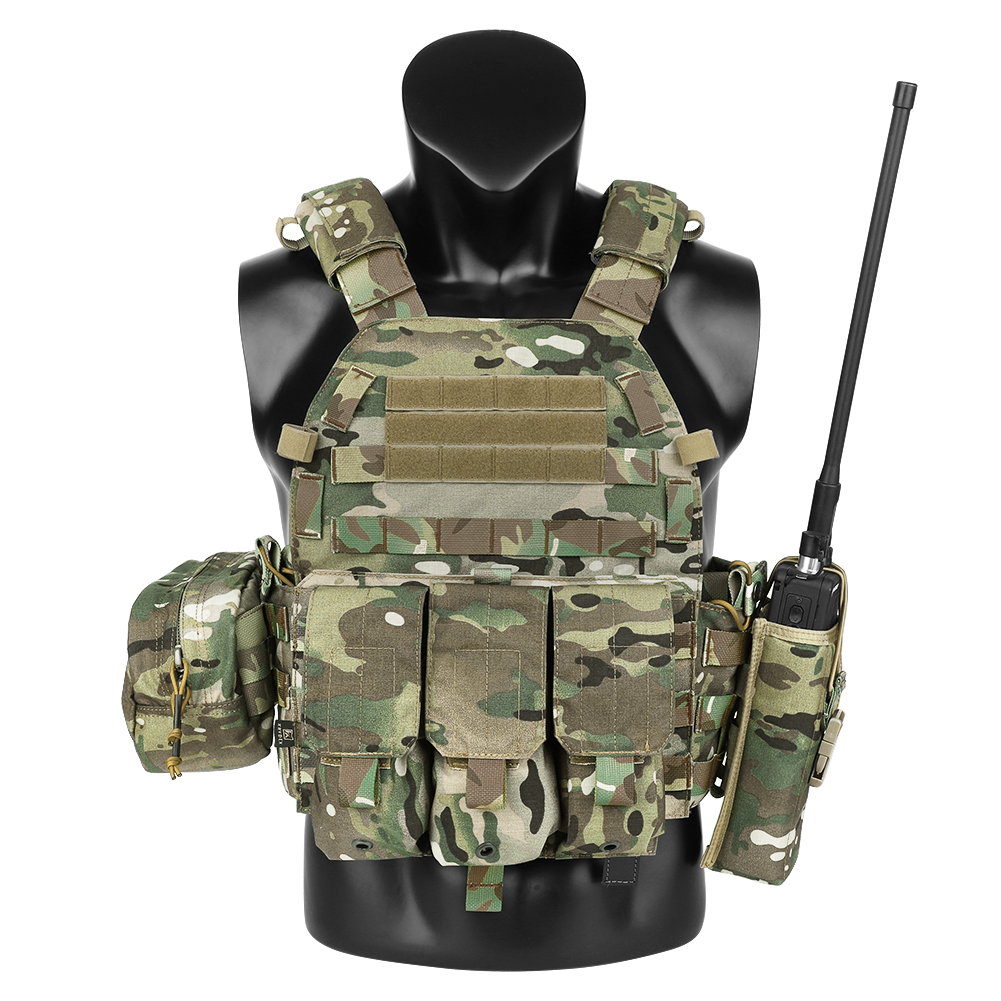 KRYDEX 500D Tactical Vest Body Armor Hunting Plate Carrier Airsoft Accessories Mag Pouch Camo Military Army 6094 Paintball Vest