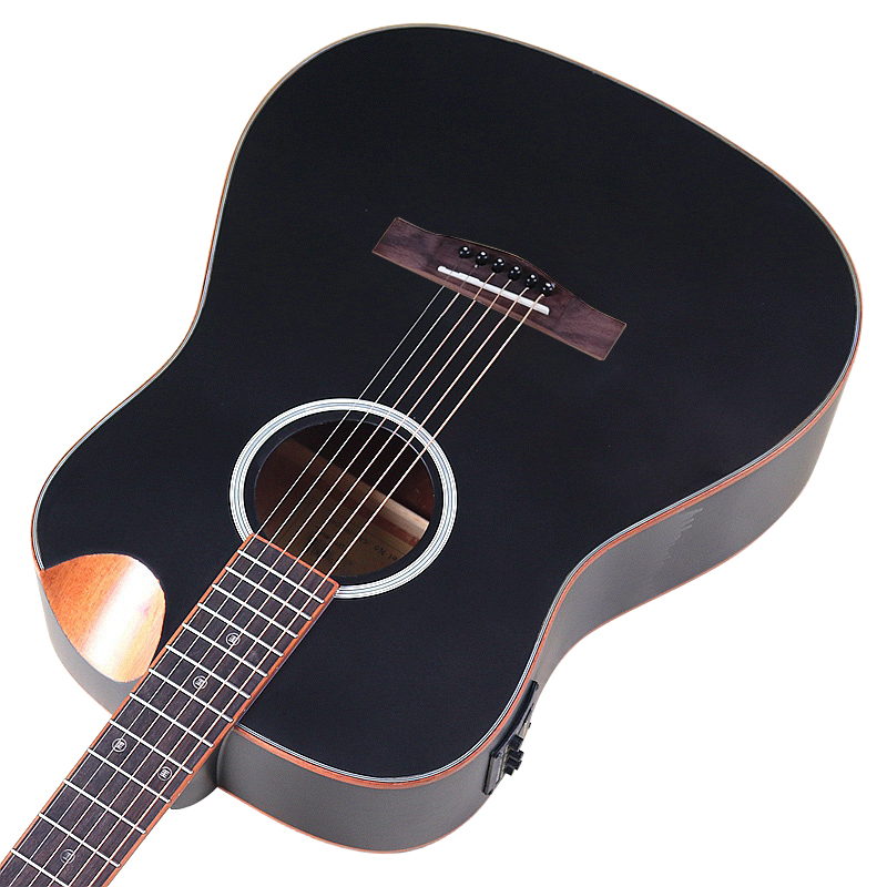 Electric Acoustic Guitar 6 Strings 41 Inch Cutaway Design Good Handicraft Folk Guitar Black Color & Natural color