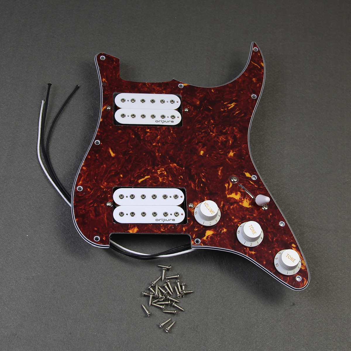 OriPure Prewired Guitar Pickguard HH Loaded Alnico 5 Humbucker Pickups 2T1V Pots 5 Way 24 Legs Super Switch