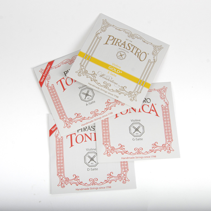 PIRASTRO TONICA Violin Strings, 4/4 3/4, E/A/D/G Single String, Synthetic Core, Gold Label Steel E, Medium Tension, Ball End