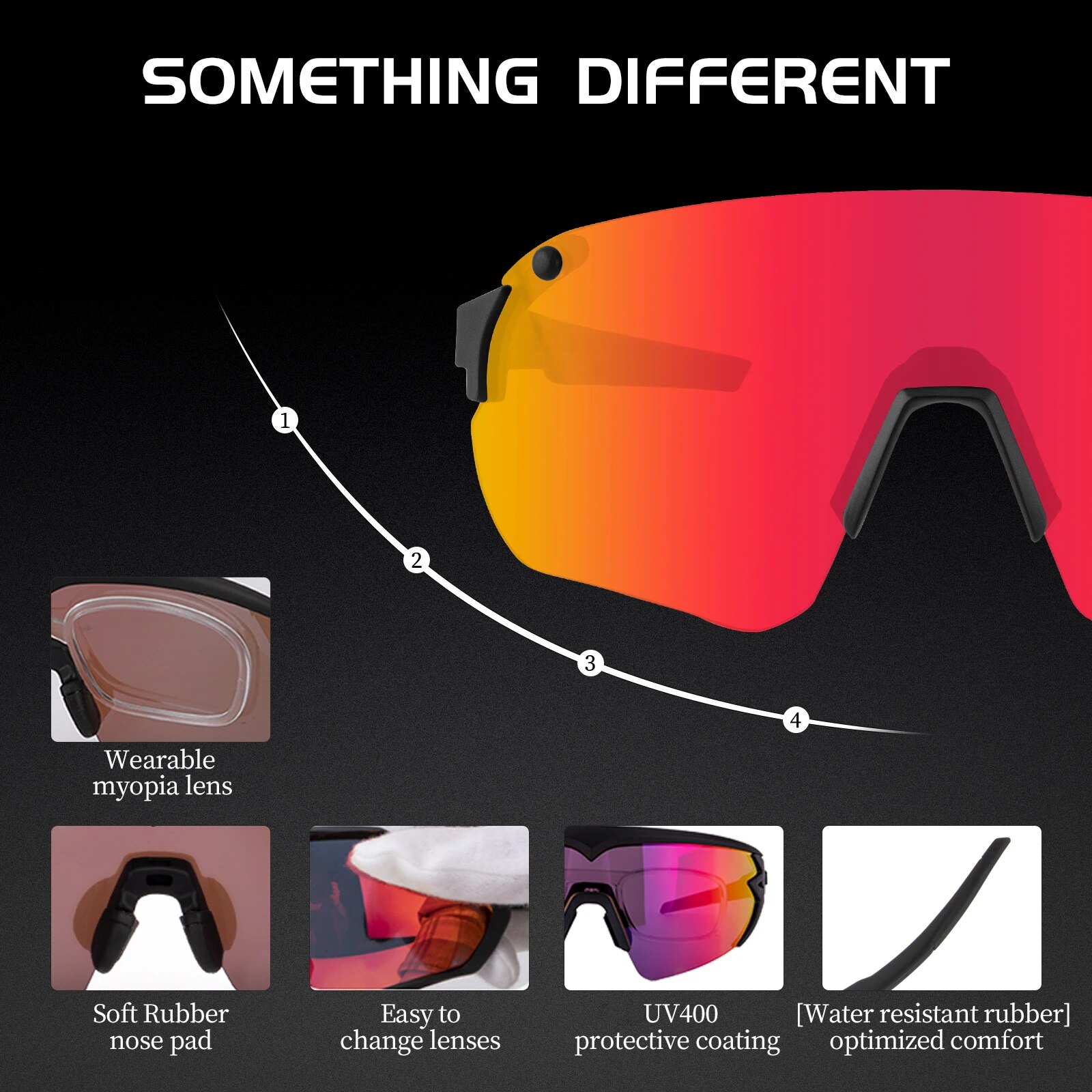 Kapvoe Cycling Sunglasses Men Lady Outdoor Sports Windproof Dustproof Goggles Road Mountain Biking Running Sun Glasses