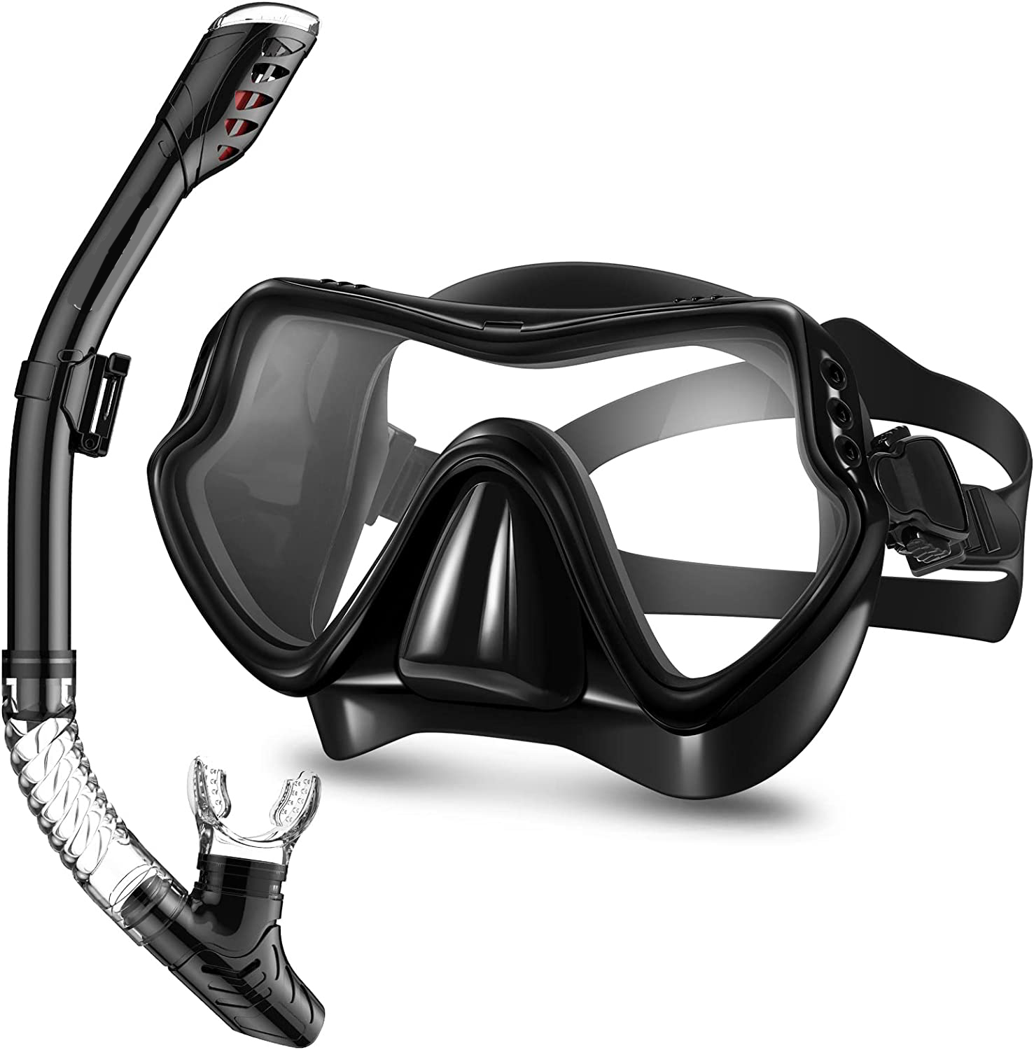 Snorkeling Mask Set Diving Gear Dry Snorkel Set Mask Adults Anti Fog Scuba Diving Swimming Training Equipment for Men Women