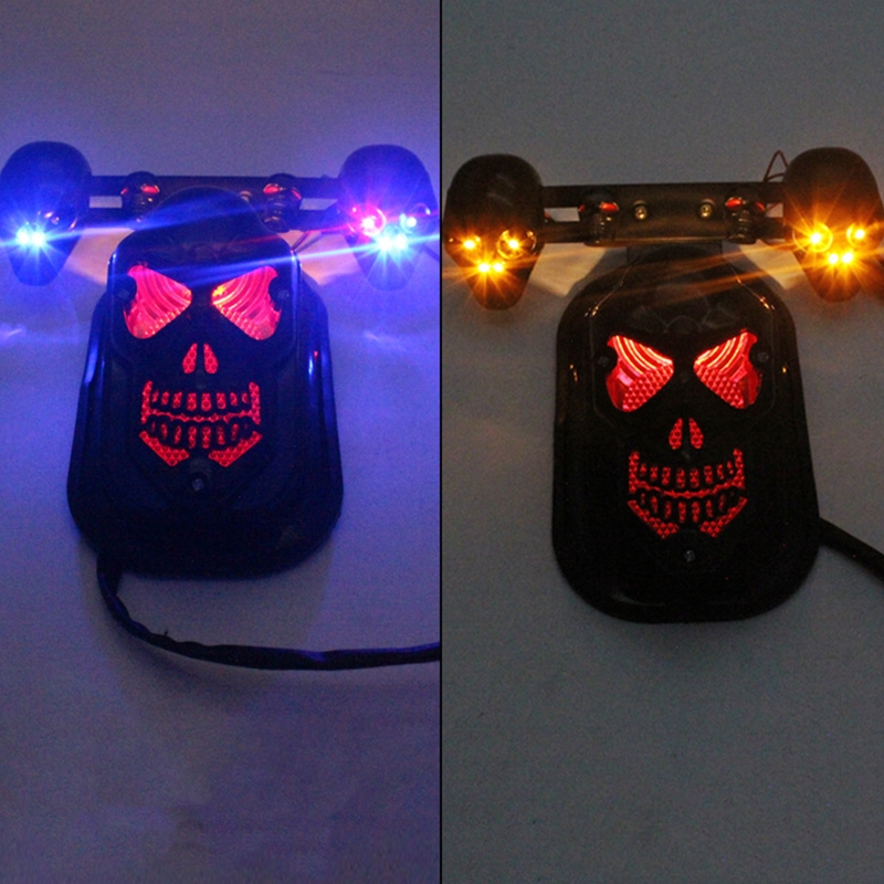 Skull for Head Turn Signal 12V Flashing Turn Signals Motorcycle LED Lights Tail Light Black Casing Amber Brake Light Dropship