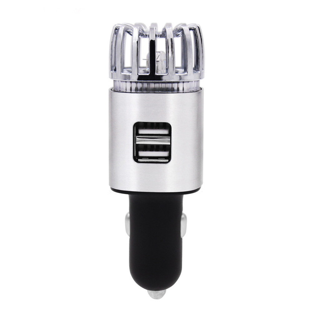 2 in 1 Car Air Purifier Air Freshener Dual USB Car Charger Mini Auto Car Fresh Air Ionic Purifier Oxygen Ozone Ionizer Cleaner