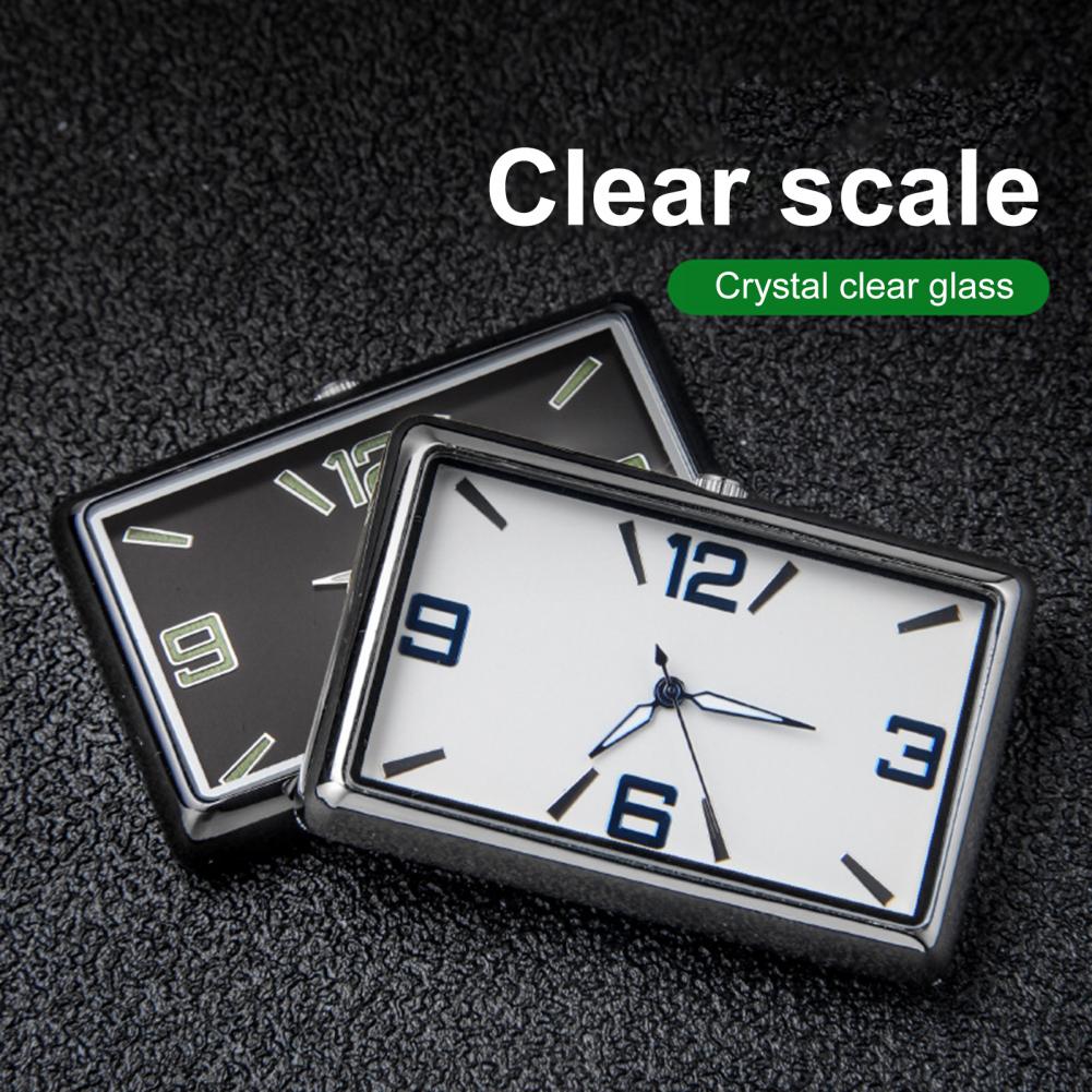 Lightweight Creative Interior Luminous Quartz Analog Watch Compact Car Clock Rectangular for Automobile