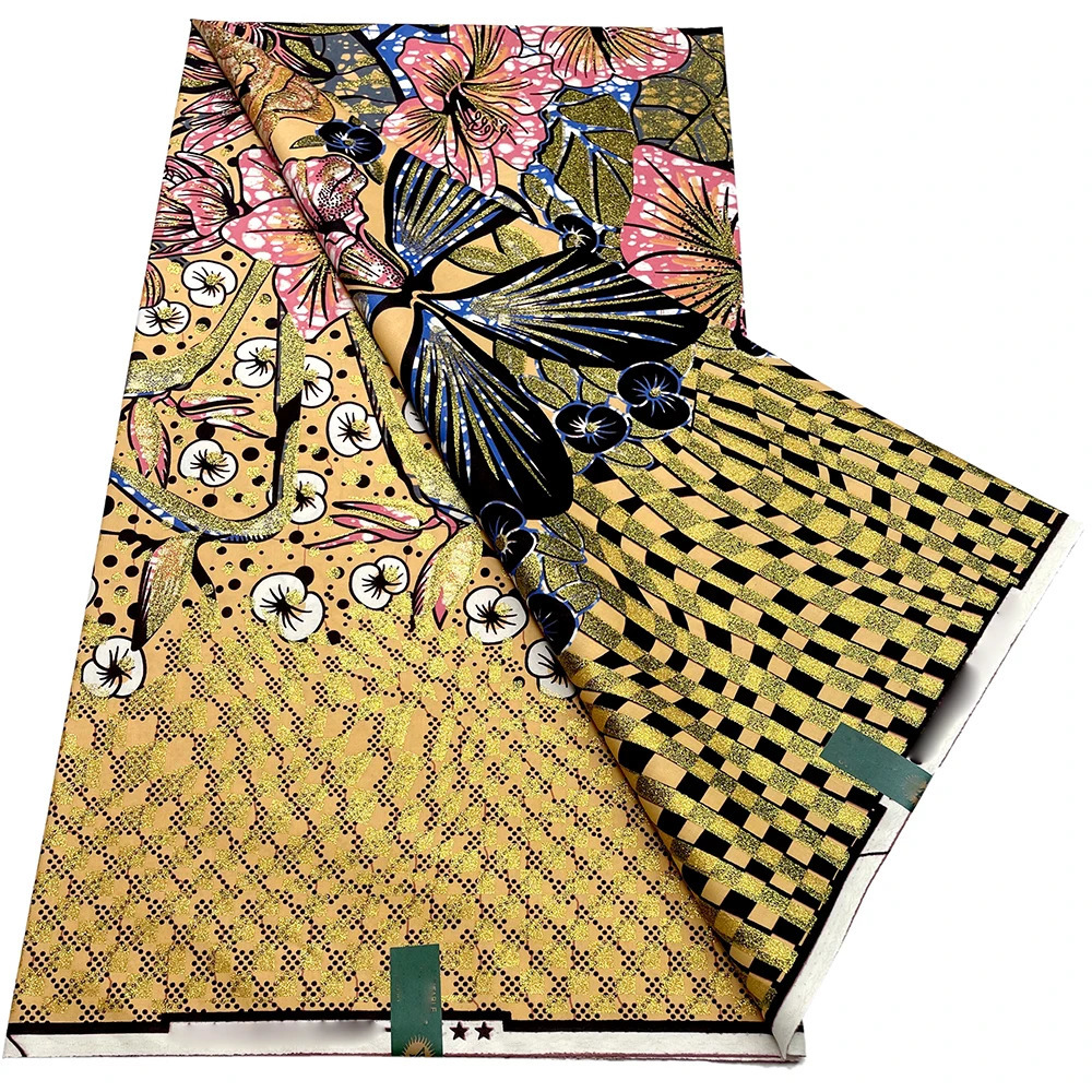 est Grand Super 100%Cotton African Golden Wax Fabric 6 Yard High Quality Wax Print Ankara Fabric For Sewing Women Party Dress 240618