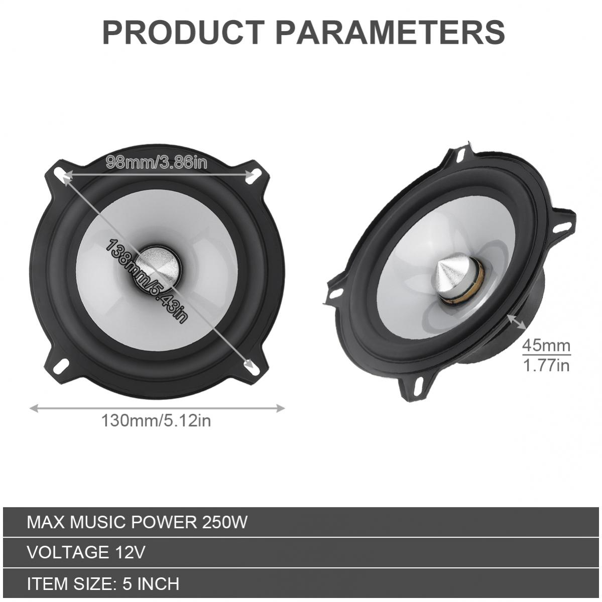 5 Inch 250W Universal Car Speaker Auto Audio Music Stereo Full Range Frequency Automotive Speaker