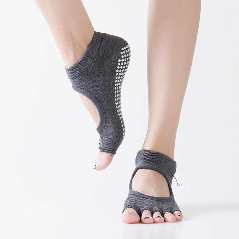 Half Toe Ballet Yoga Socks Women Non-Slip Peep Toe Anti-Slip Pilates Ankle Grip Durable Open Half Five Fingers Sport Socks