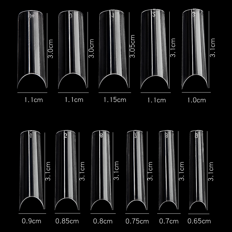 500/550 pcs Bagged Water Pipe Tips False Nails Half Cover French Acrylic ABS For Manicure Fingers Set C Curve 10 Sizes Tips Kit