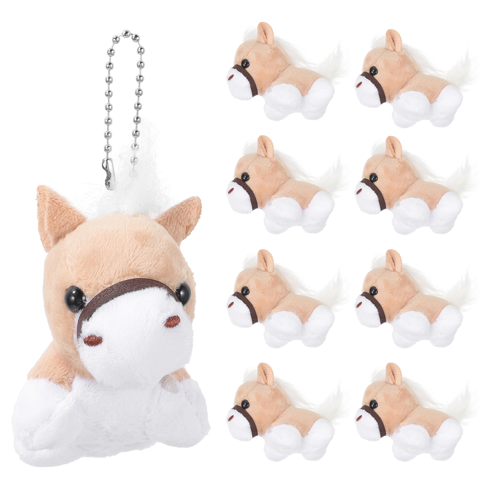 12pcs Malone Plush Pendants Key Chain Charms Soft Ornaments Stuffed Horse Backpack Hanging Decor