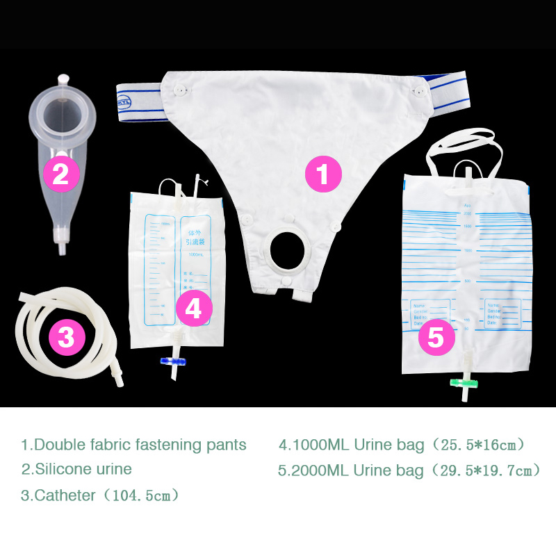 Men Urine collector Hypo-allergenic Silicone Adults Urinal with Urine Catheter Bags Man Woman Older male female Toilet