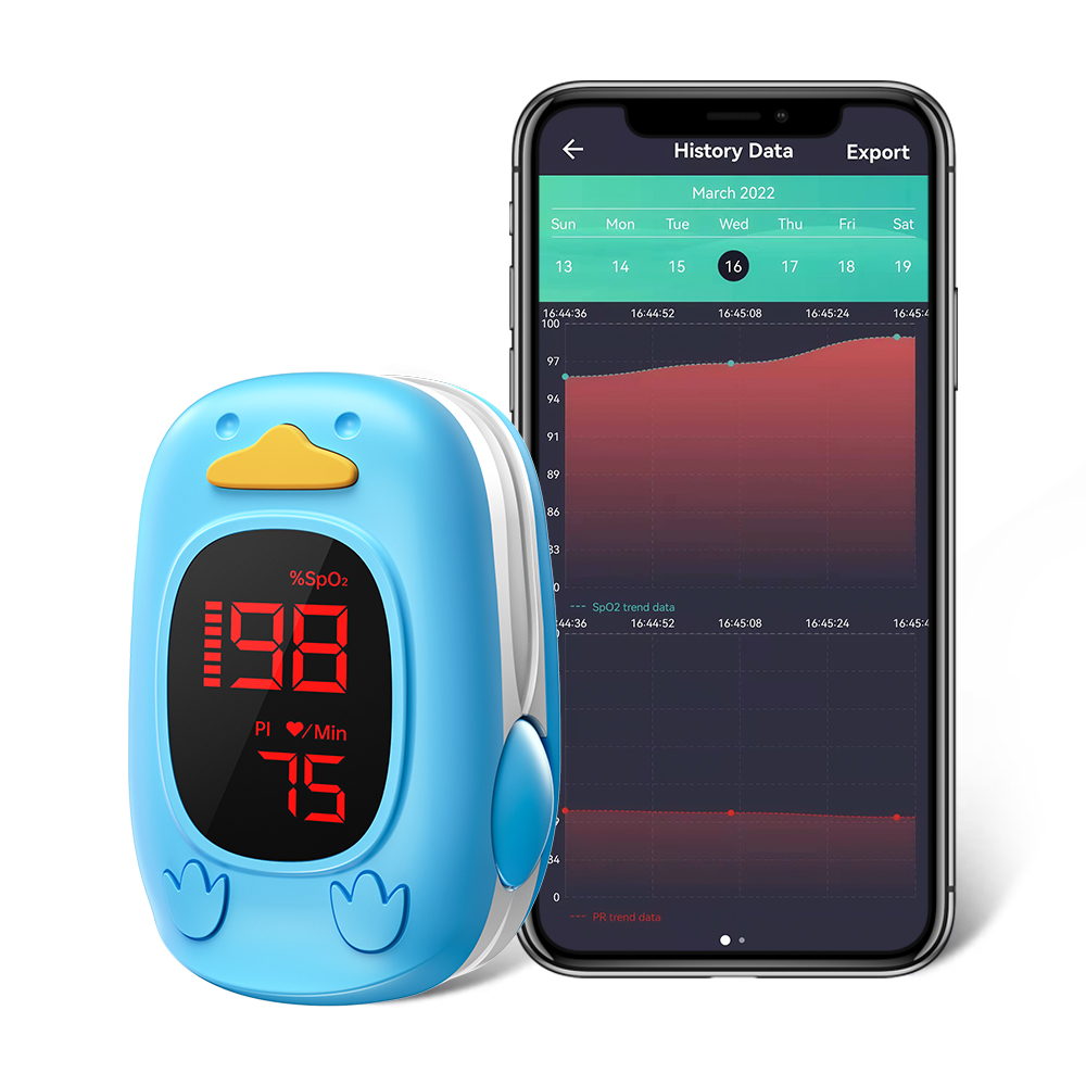 HealthTree Kid Finger Pulse Oximeter Pediatric Oximetro De Dedo SpO2 Pulsioximetro for Baby Child Children LED