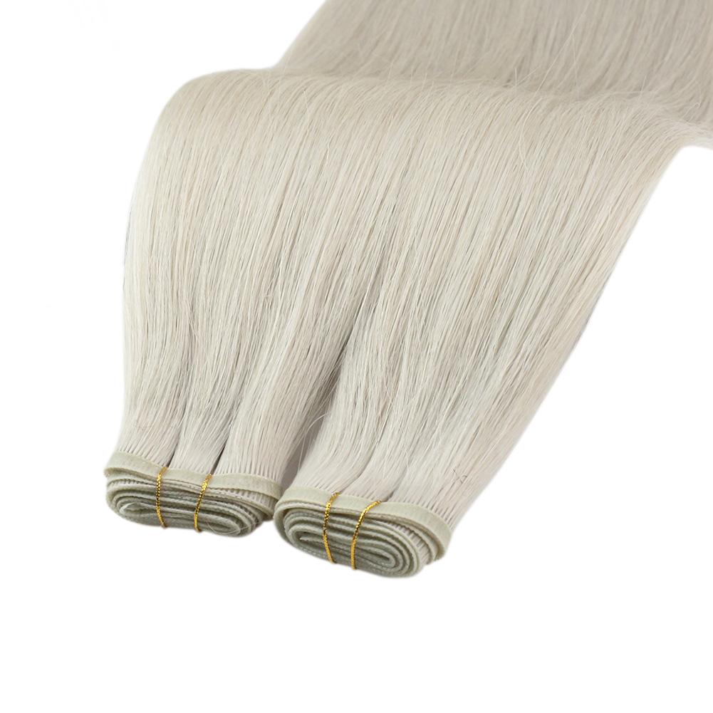 Silk Hair Weft Virgin Human Hair Extensions For Women Blonde Sew In Bundles Straight Natural Hairpieces Real Human Hair 26 Inch