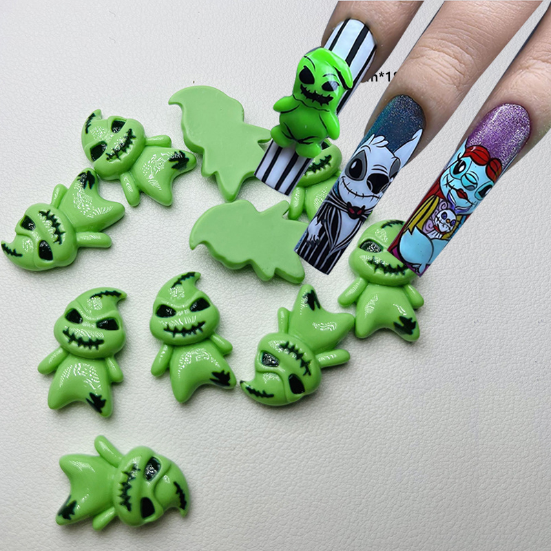 10pc 3D Ghostface Spooky Design Resin Nail Charm Halloween Decorations Gems Glitter Acrylic DIY Nail Art Accessories