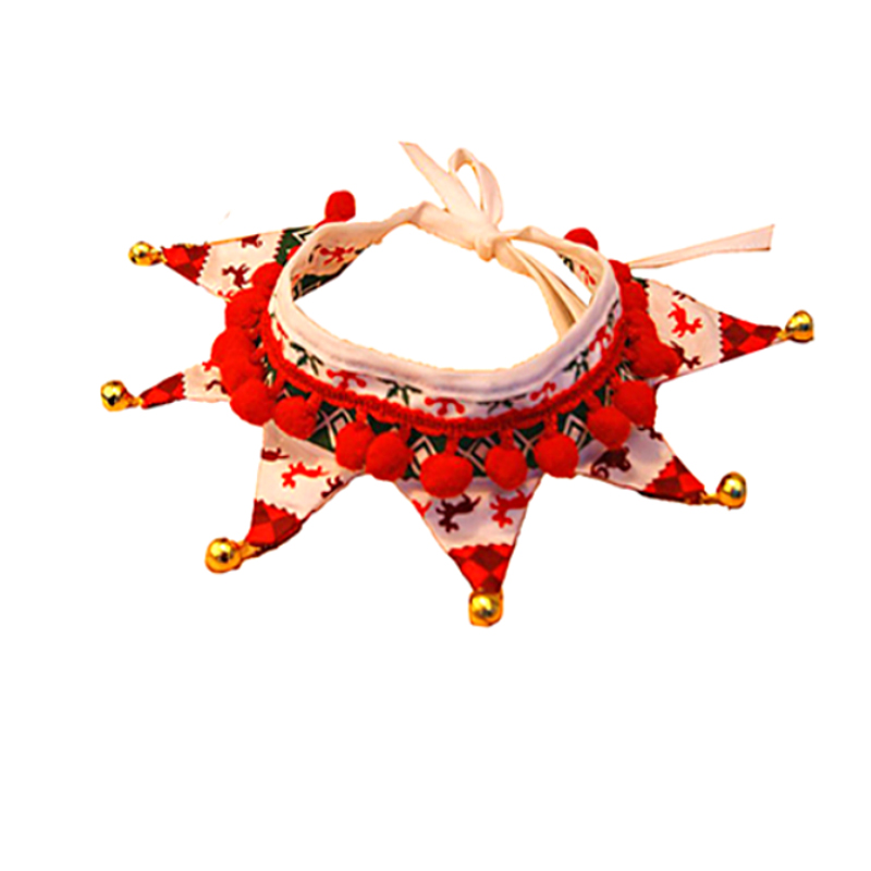 Christmas Dog Cat Xmas Scarf With Bells Puppy Bib New Year Pet Necklace Collar Small Dog Holiday Party Costume Accessories