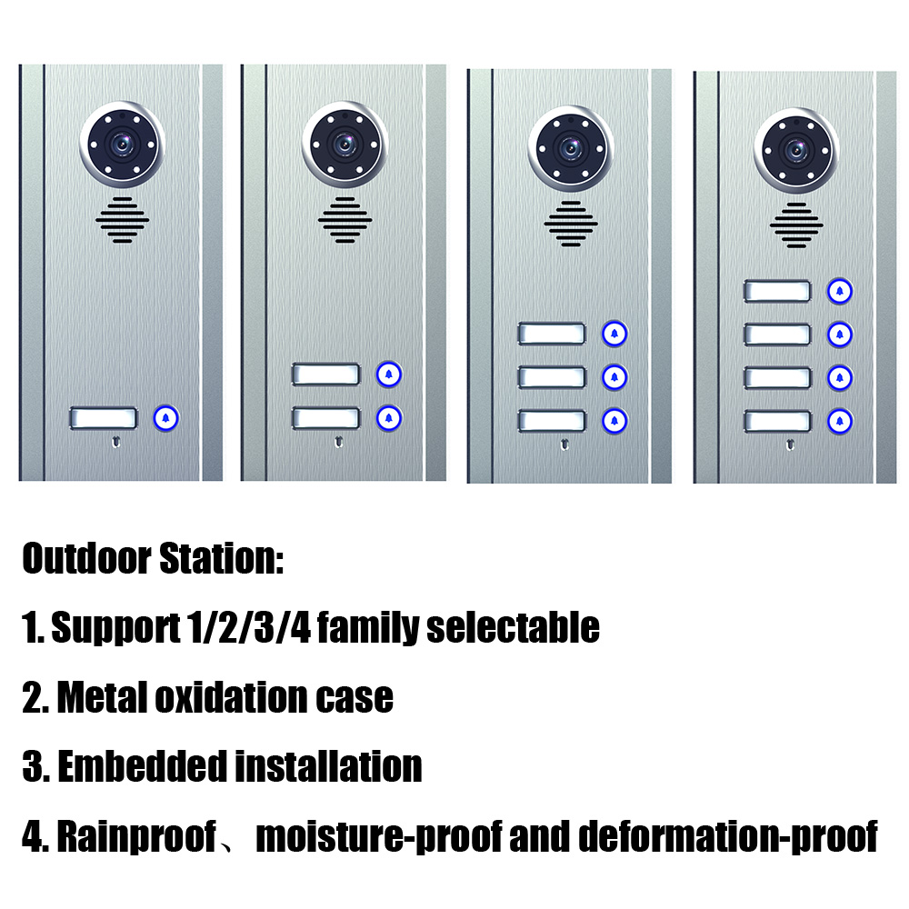 7 Inch BUS 2 Wire Video Door Phone Intercom systems Kit for home 1 Units 1/2/3/4 Camera Apartment Night Vision