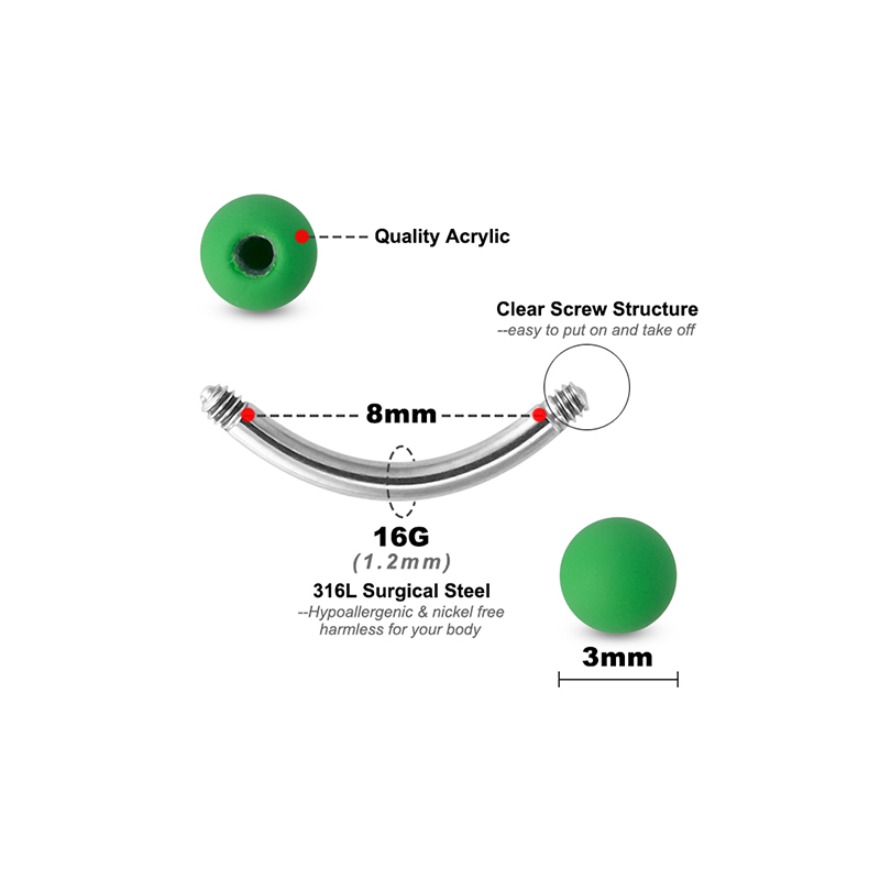 2Pcs Eyebrow Piercing Set Curved Barbell Earring Rook Piercing Bulk Tongue Piercing Snake Bite Eyebrow Jewelry Pack for Women