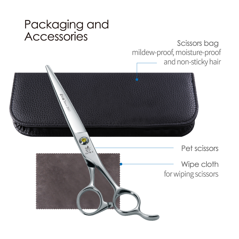 Fenice Professional Pet Scissors Straight&Thinning&Curved Grooming Shears Tool Dog Scissors Grooming