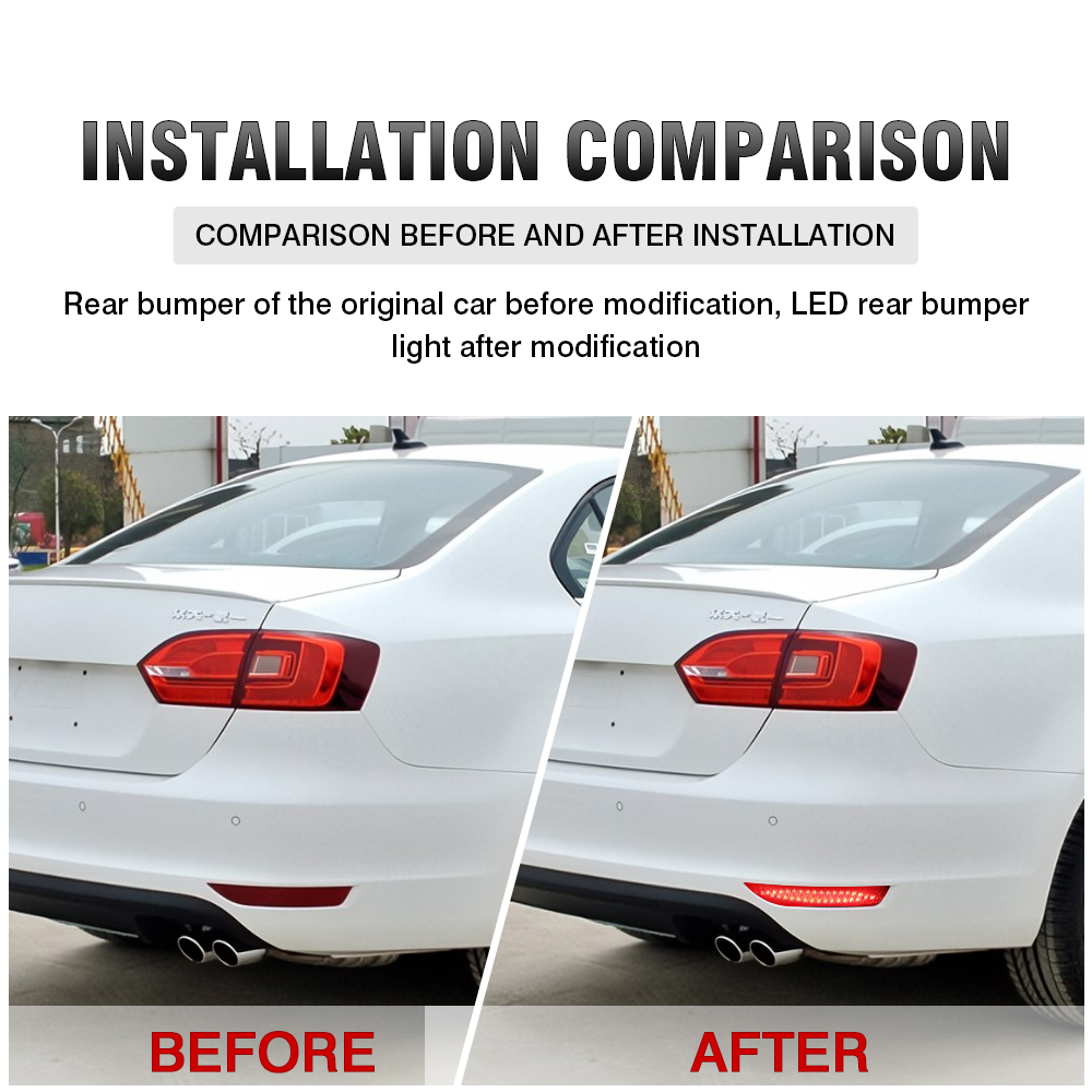 OKEEN 2pcs LED Rear Bumper Reflector Light For VW Jetta Mk6 2012 2013 2014 2015 Car Driving Brake Light Auto Rear Tail Light 12V
