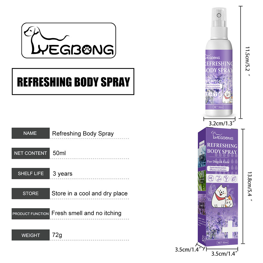 Lavender Oil Dog Deodorizer Spray Pet Deodorant Spray Remove Odor 50ml Feces Cleaning Deodorant Pet Supplies for Dogs Cats