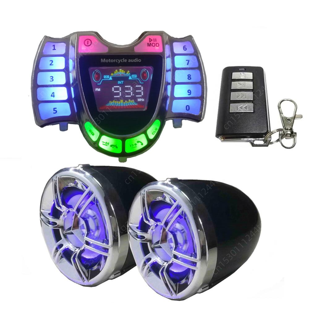 HY-008 Motorcycle Bluetooth Stereo Speaker Audio System Handsfree with Mic TF AUX FM Radio USB Charger Electronic Parts