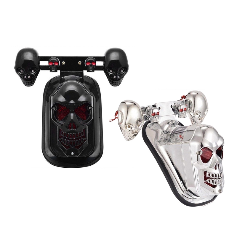 Skull for Head Turn Signal 12V Flashing Turn Signals Motorcycle LED Lights Tail Light Black Casing Amber Brake Light Dropship