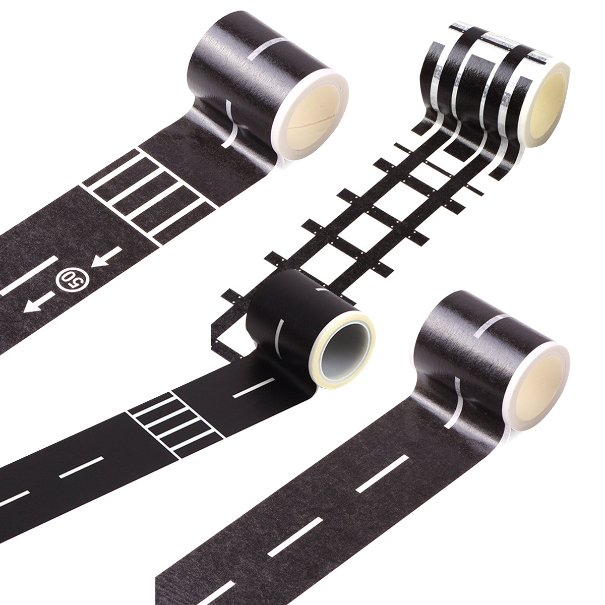 4 Rolls Car Stickers DIY Track Traffic Road Decal Kids Toy Slender Washi Tape Japanese Paper Child